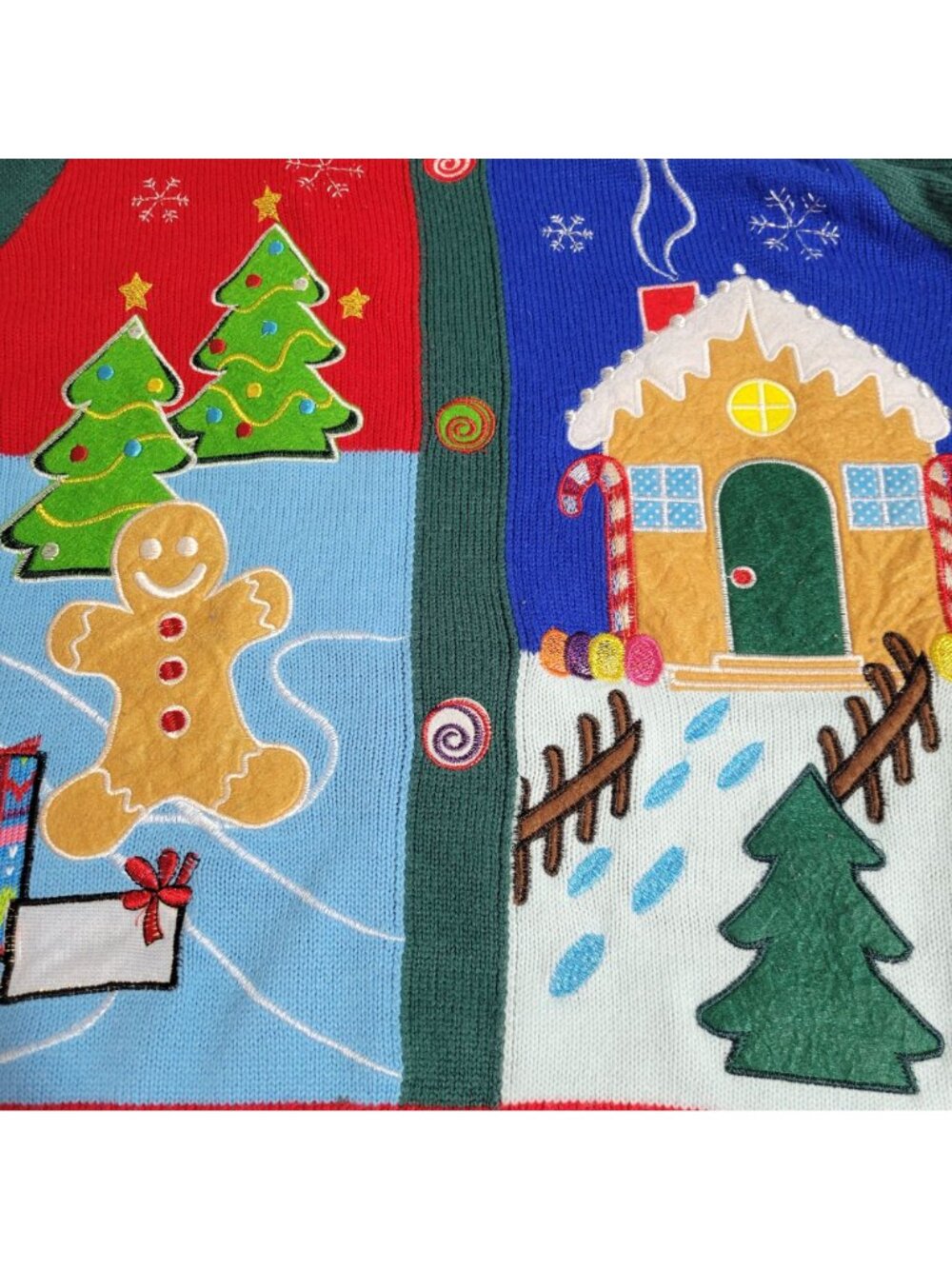 Jolly Gingerbread Man And House Ugly Christmas Sweater (L) View 2